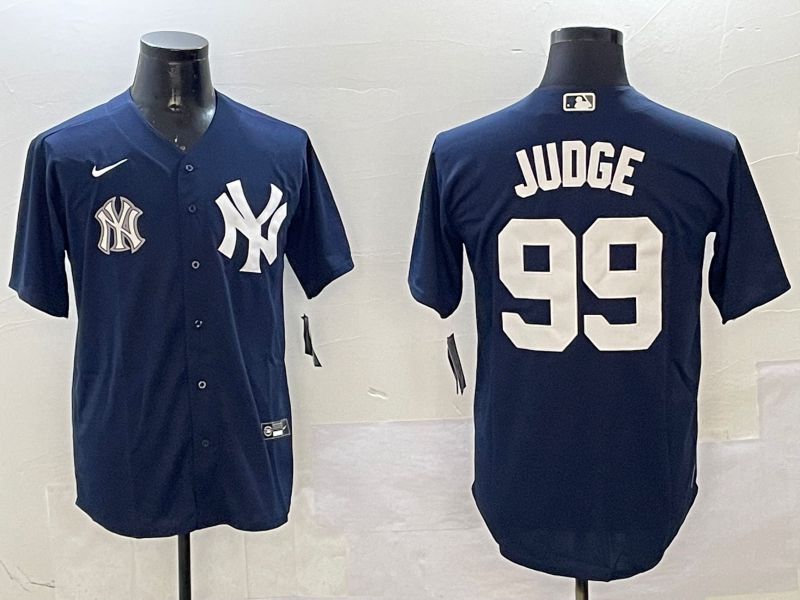 Men New York Yankees 99 Judge Drak Blue Game 2025 Nike MLB Jersey style 1